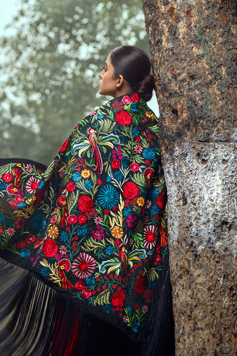 Black Floral Cape