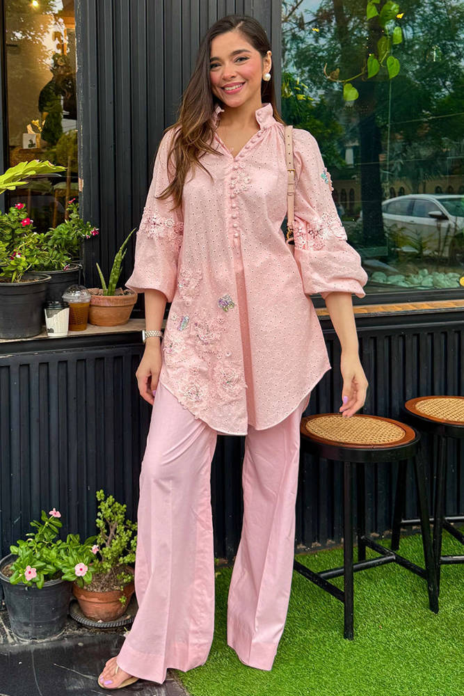 Pink June with Wide Leg Pants