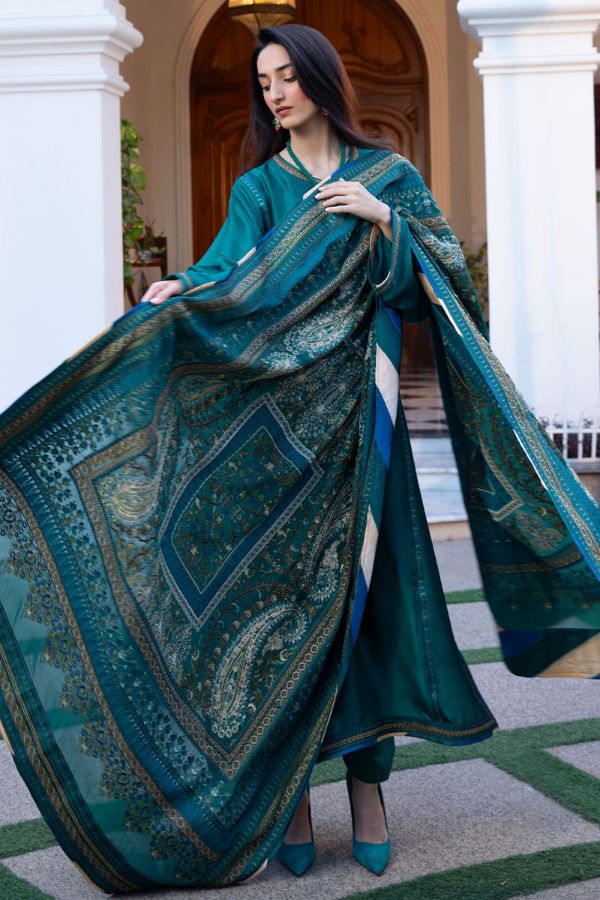 Mirror Work Shawl on Karandi Silk