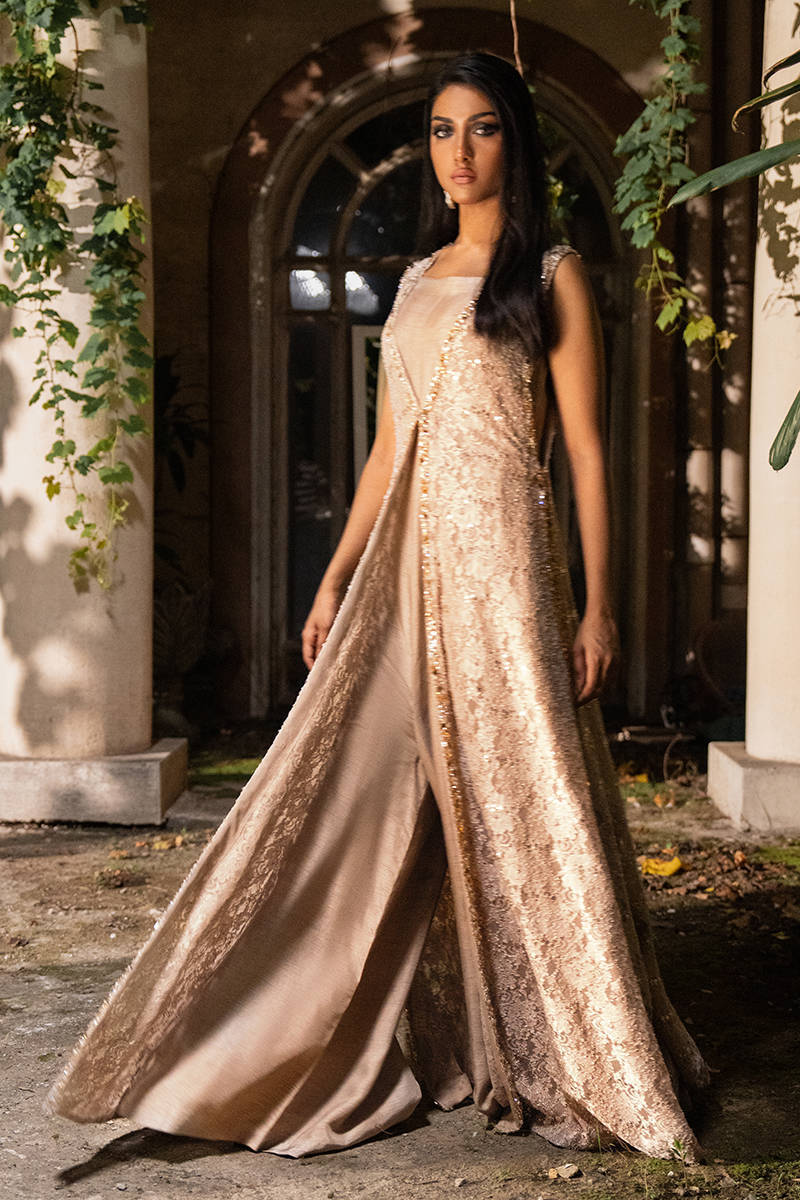 Crystal Lace Gown With Jumpsuit