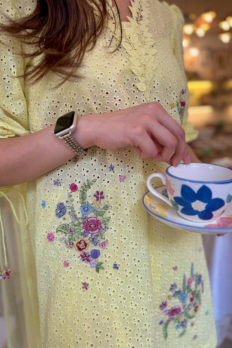Lemon June With Silk Farshi Shalwar