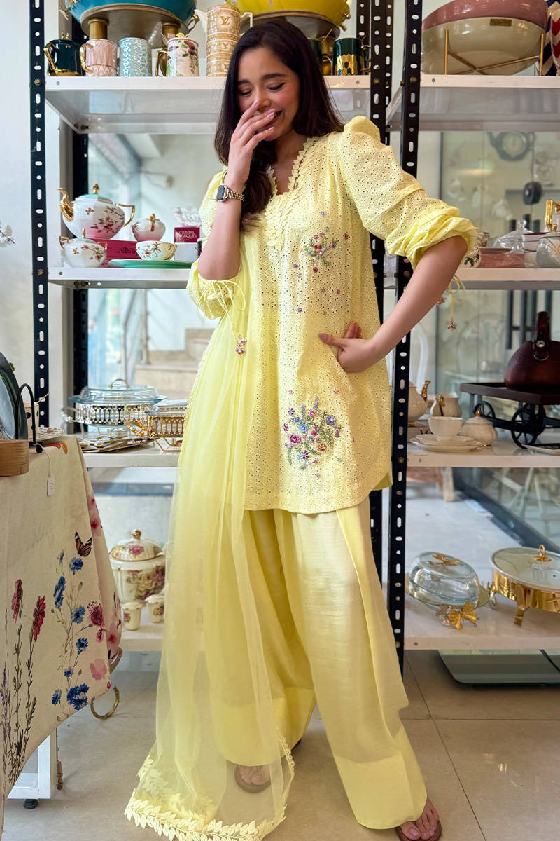 Lemon June With Silk Farshi Shalwar