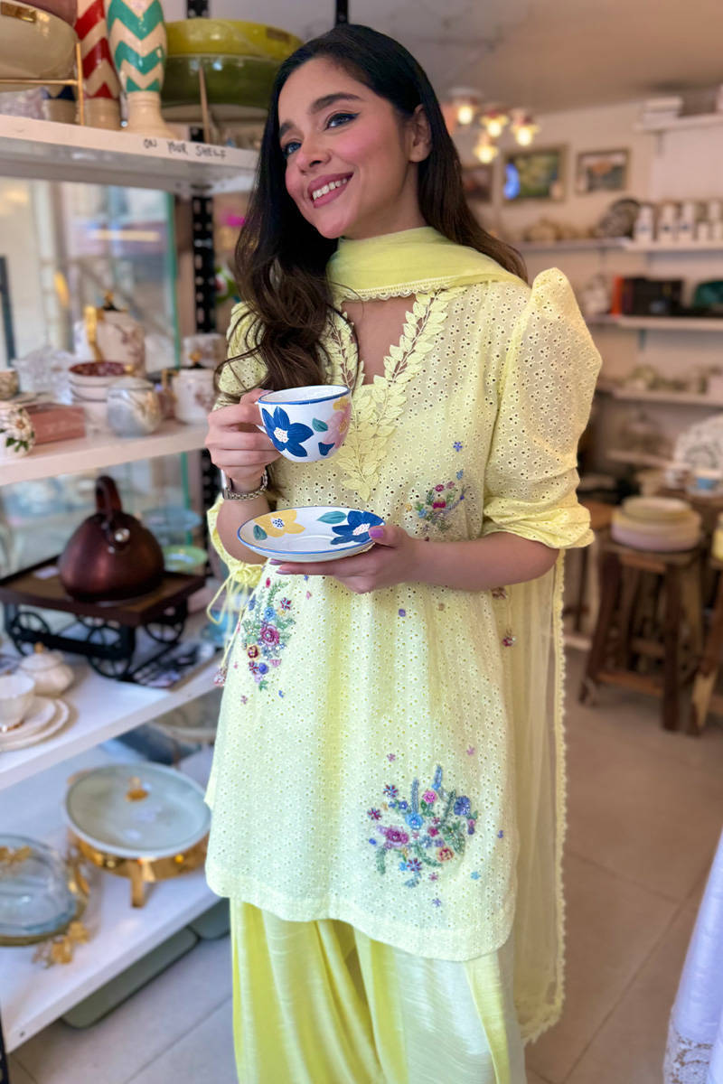 Lemon June With Silk Farshi Shalwar