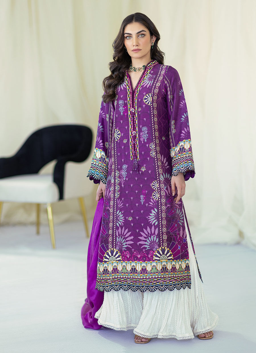 Myrtle Plum Shirt And Dupatta