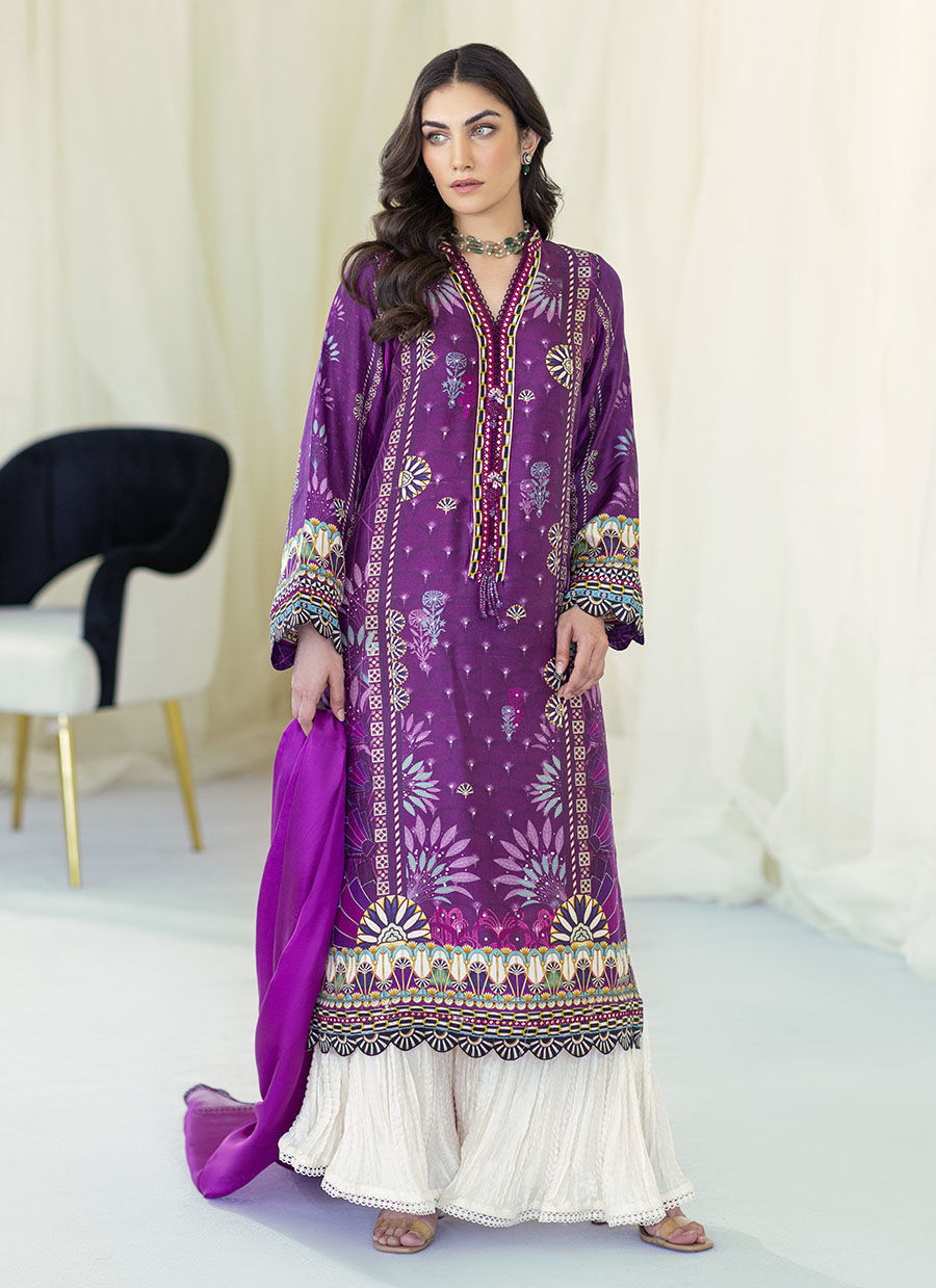 Myrtle Plum Shirt And Dupatta