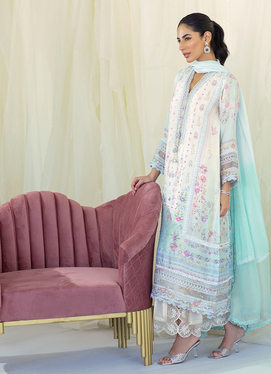 Frannie Ombre Silk Shirt And Dupatta