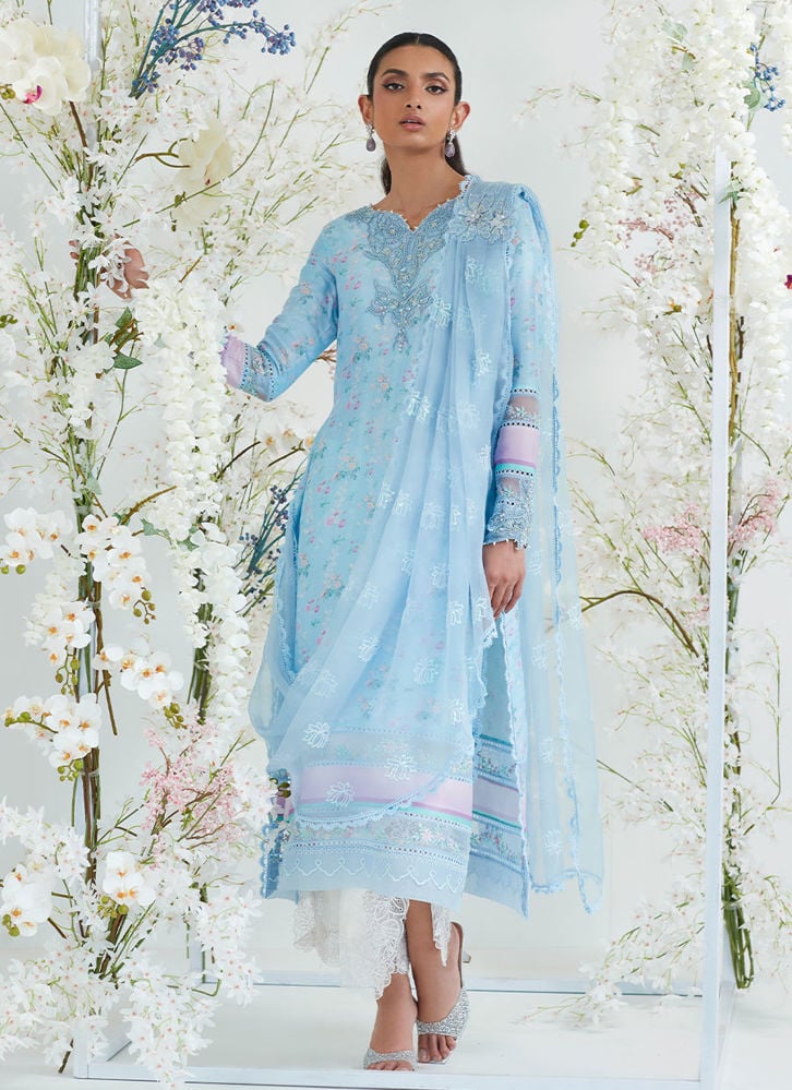 Celia Blue Shirt With Pre Draped Dupatta