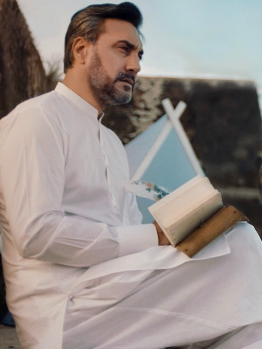 White Cotton Kameez Shalwar - ALBQ-KS-001-R11
