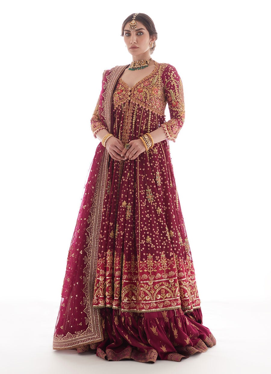 Modern Meenakari Magenta Kalidaar
