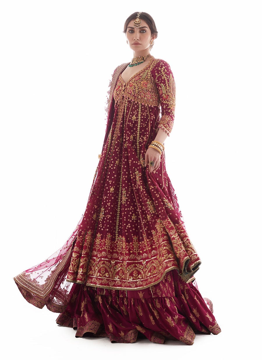 Modern Meenakari Magenta Kalidaar
