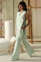 Aqua Rose Shirt With Pants