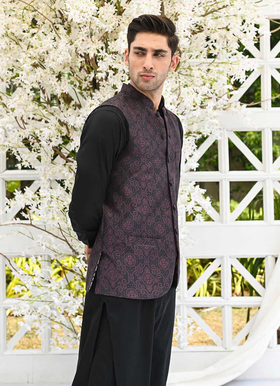 Leila Black Printed Waistcoat