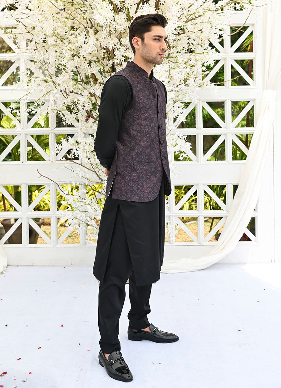 Leila Black Printed Waistcoat