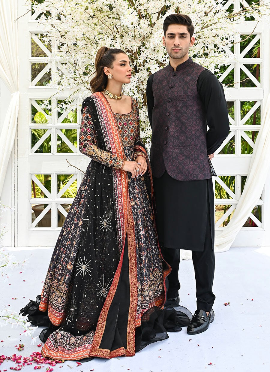 Leila Black Printed Waistcoat