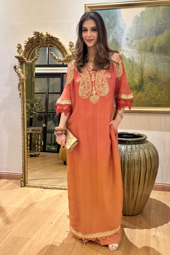 Gold Ombre Kaftan with Pants