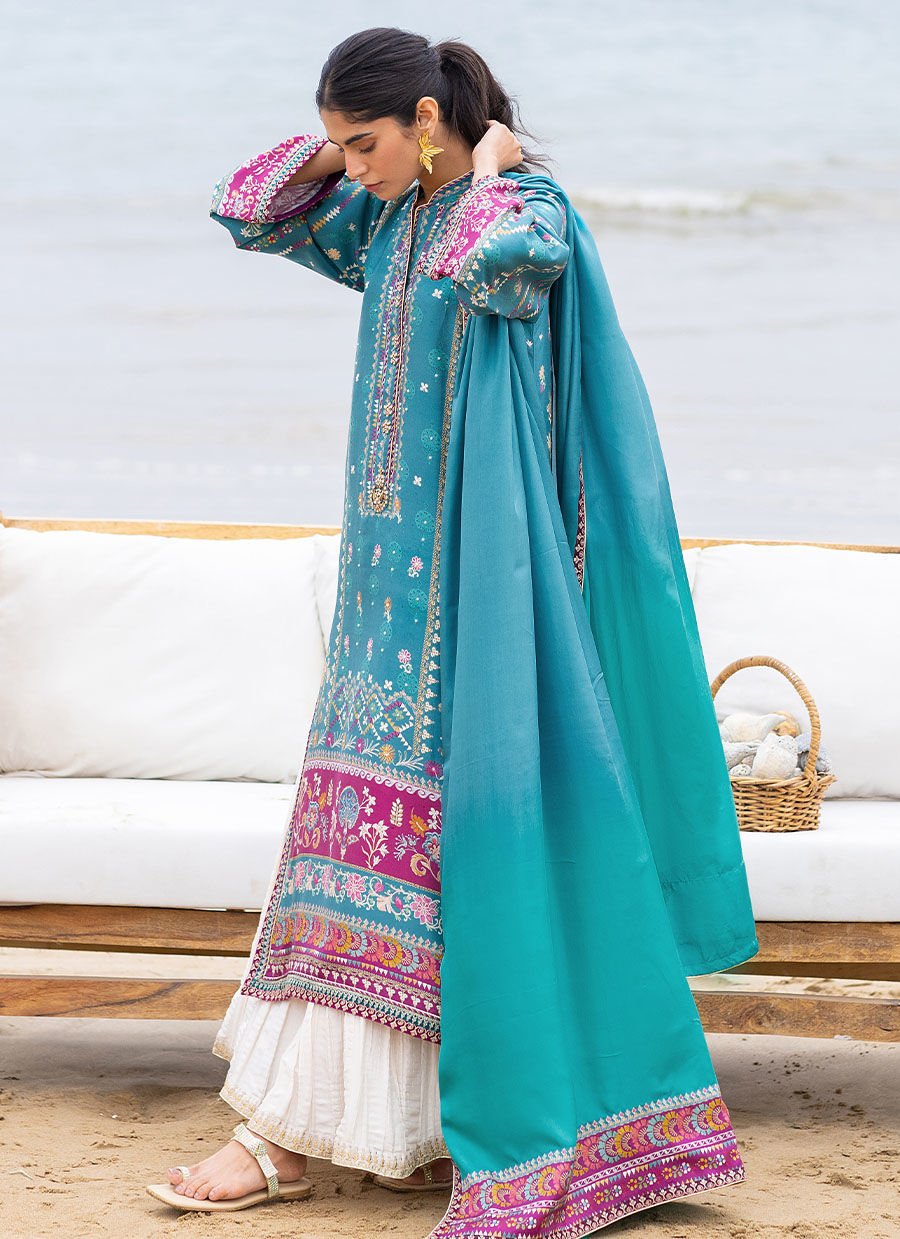 Oceana Teal Shirt And Dupatta