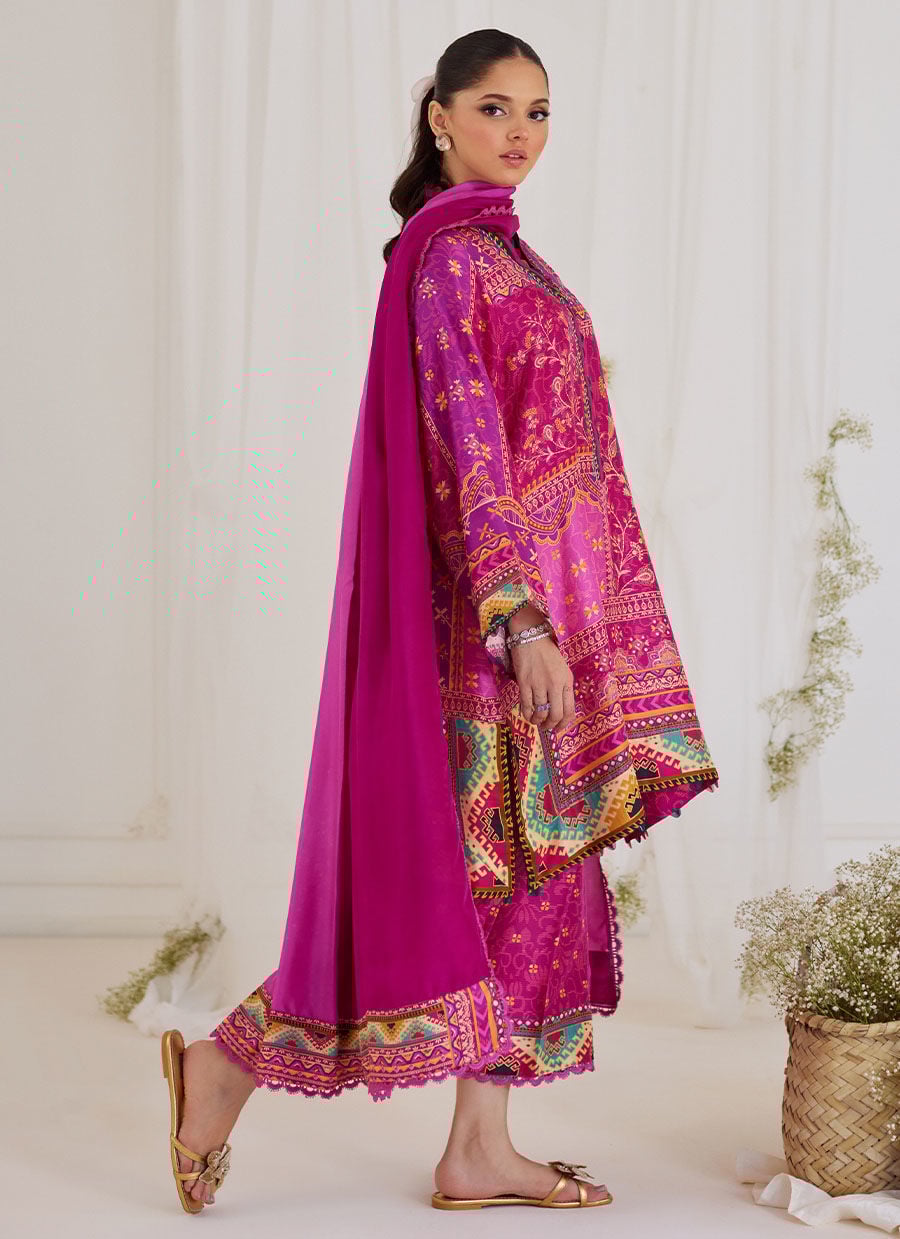 Luz Magenta Shirt And Dupatta