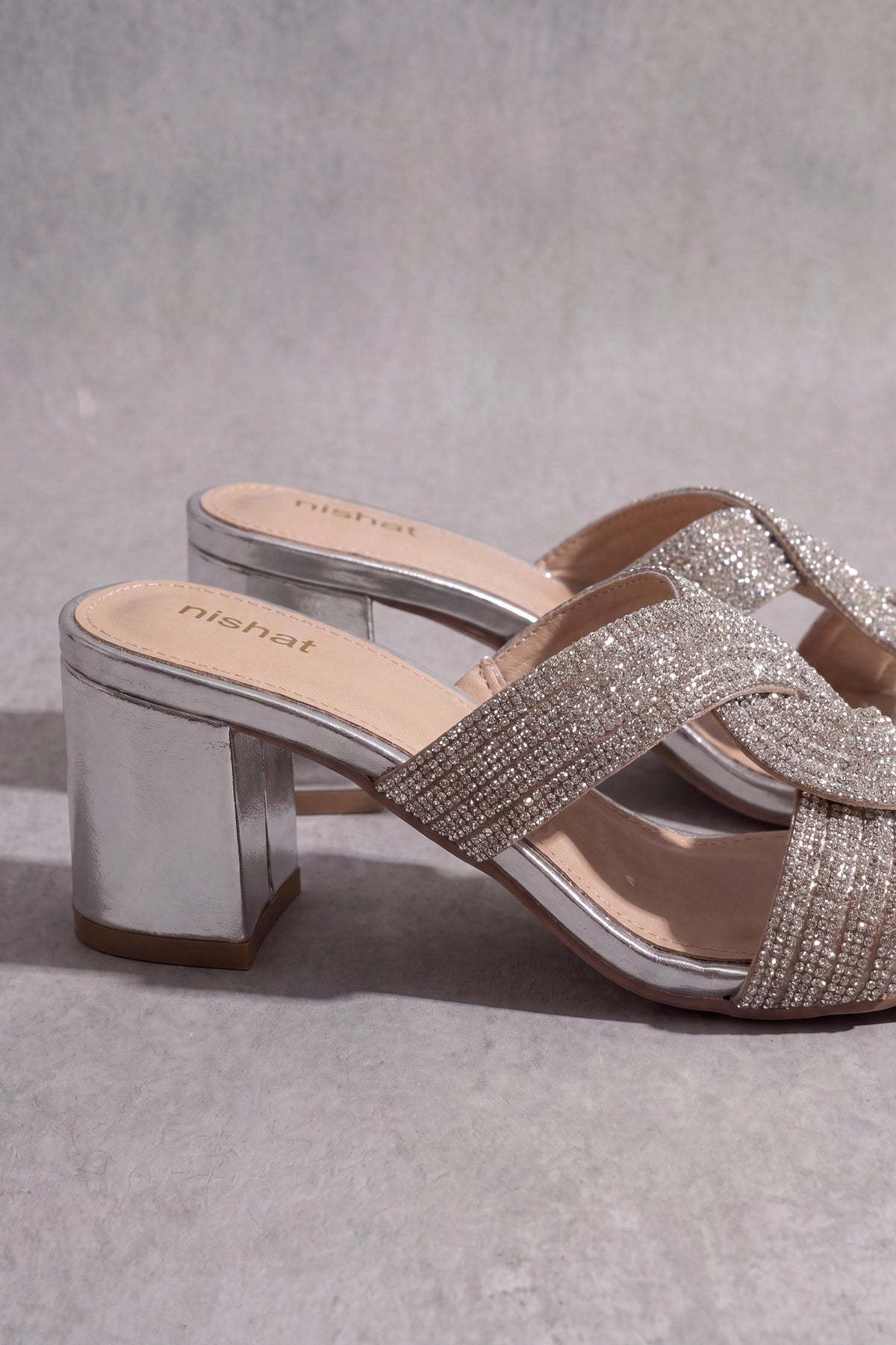 Silver Block Heels-1717412920