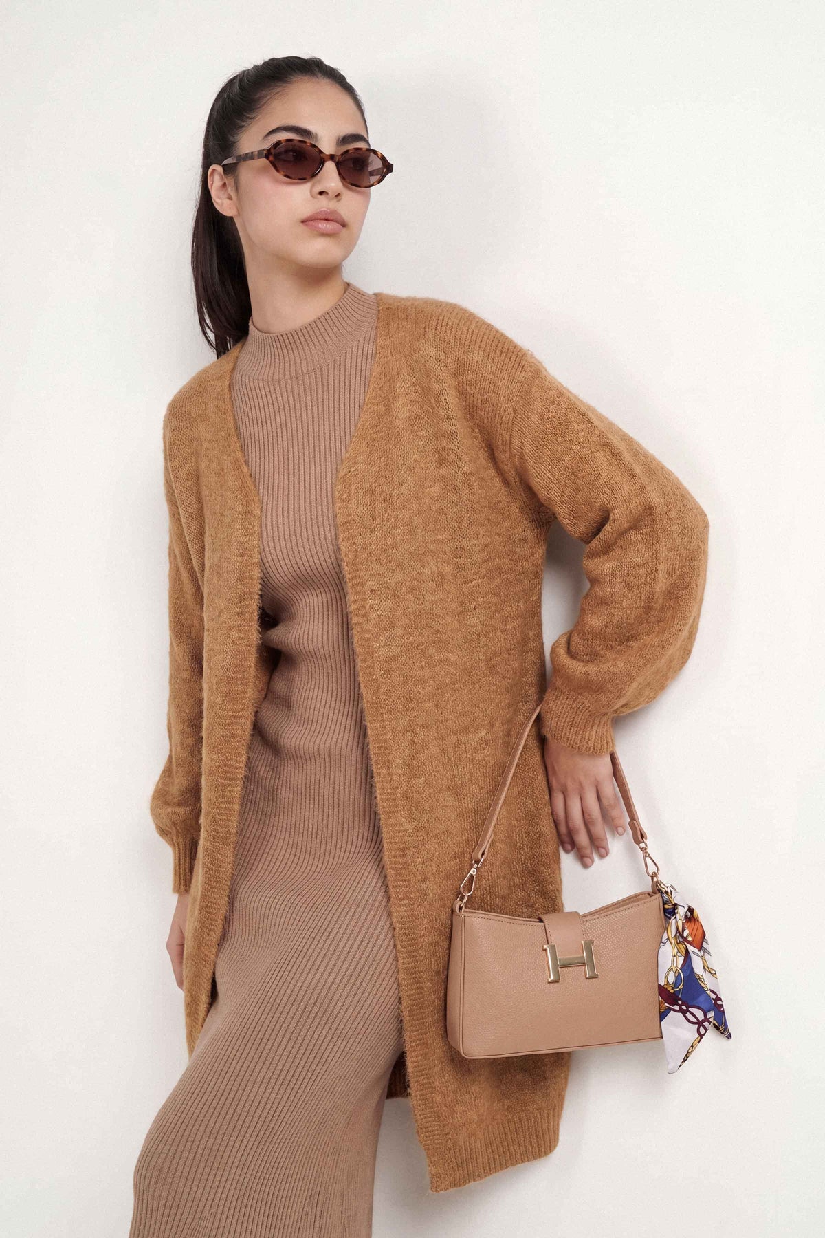 Camel Long Sweater-1719000129