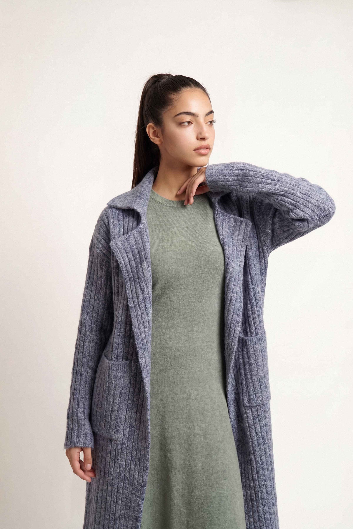 Grey Long Sweater-1719020111
