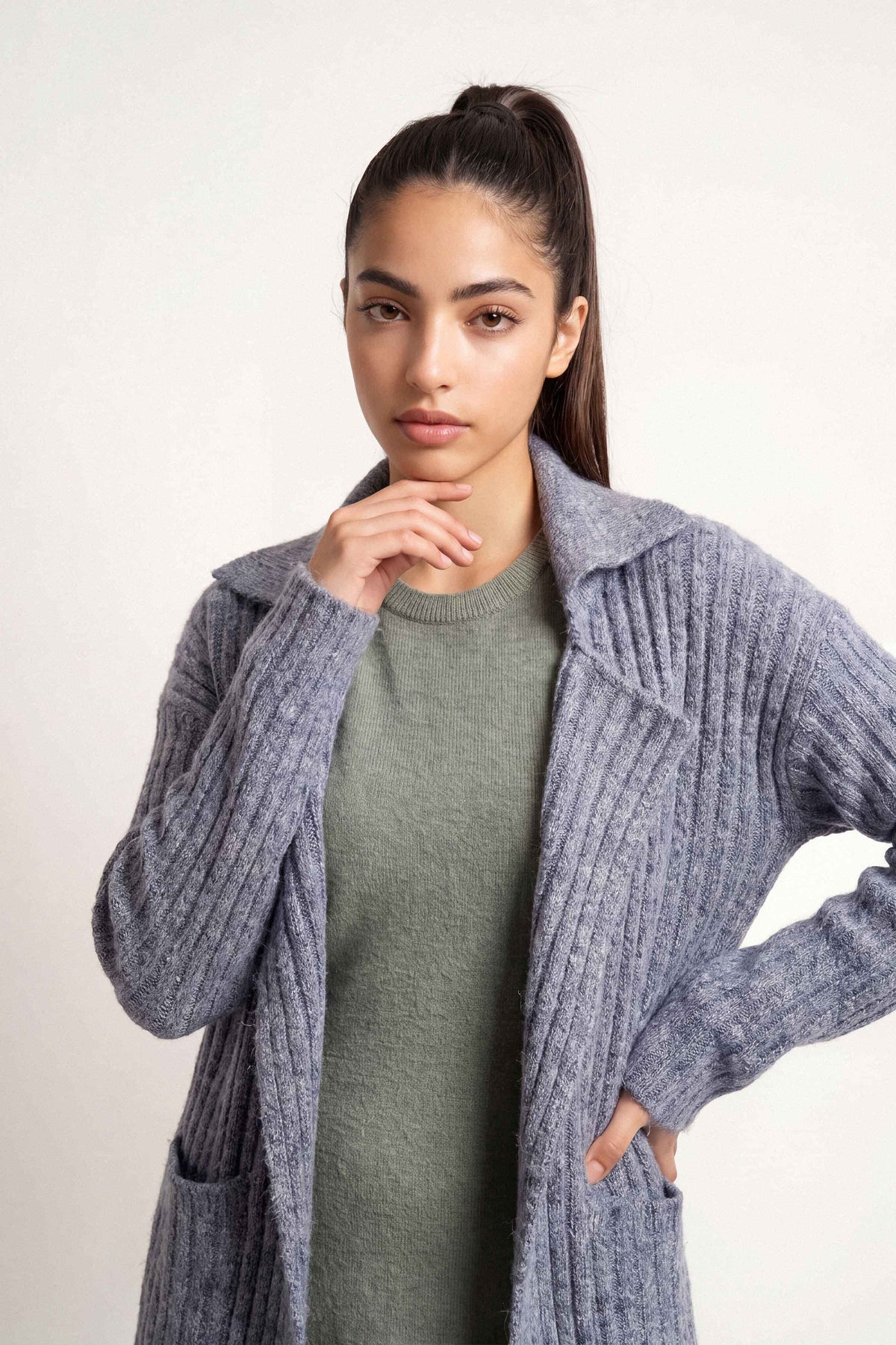 Grey Long Sweater-1719020111