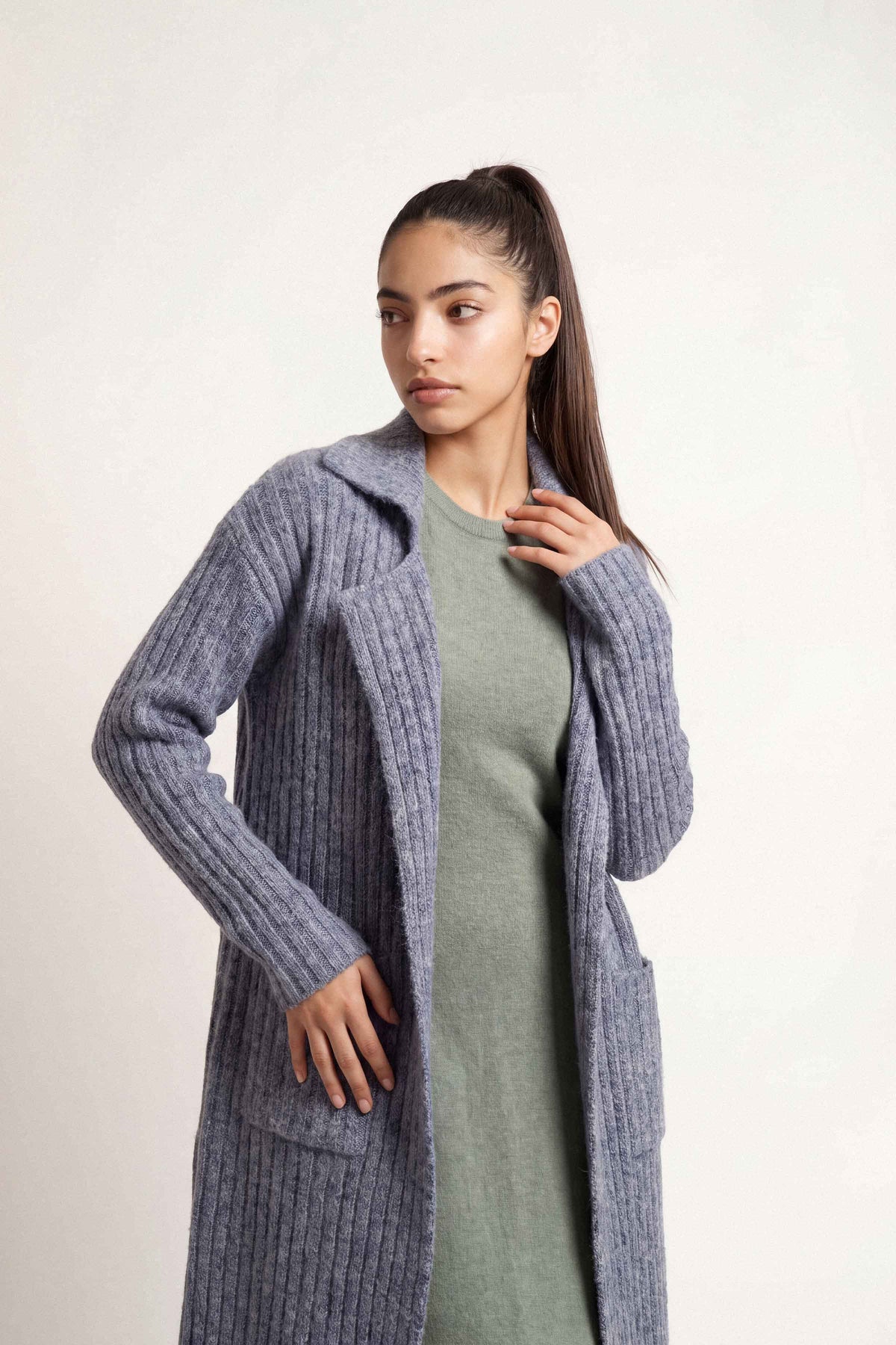 Grey Long Sweater-1719020111