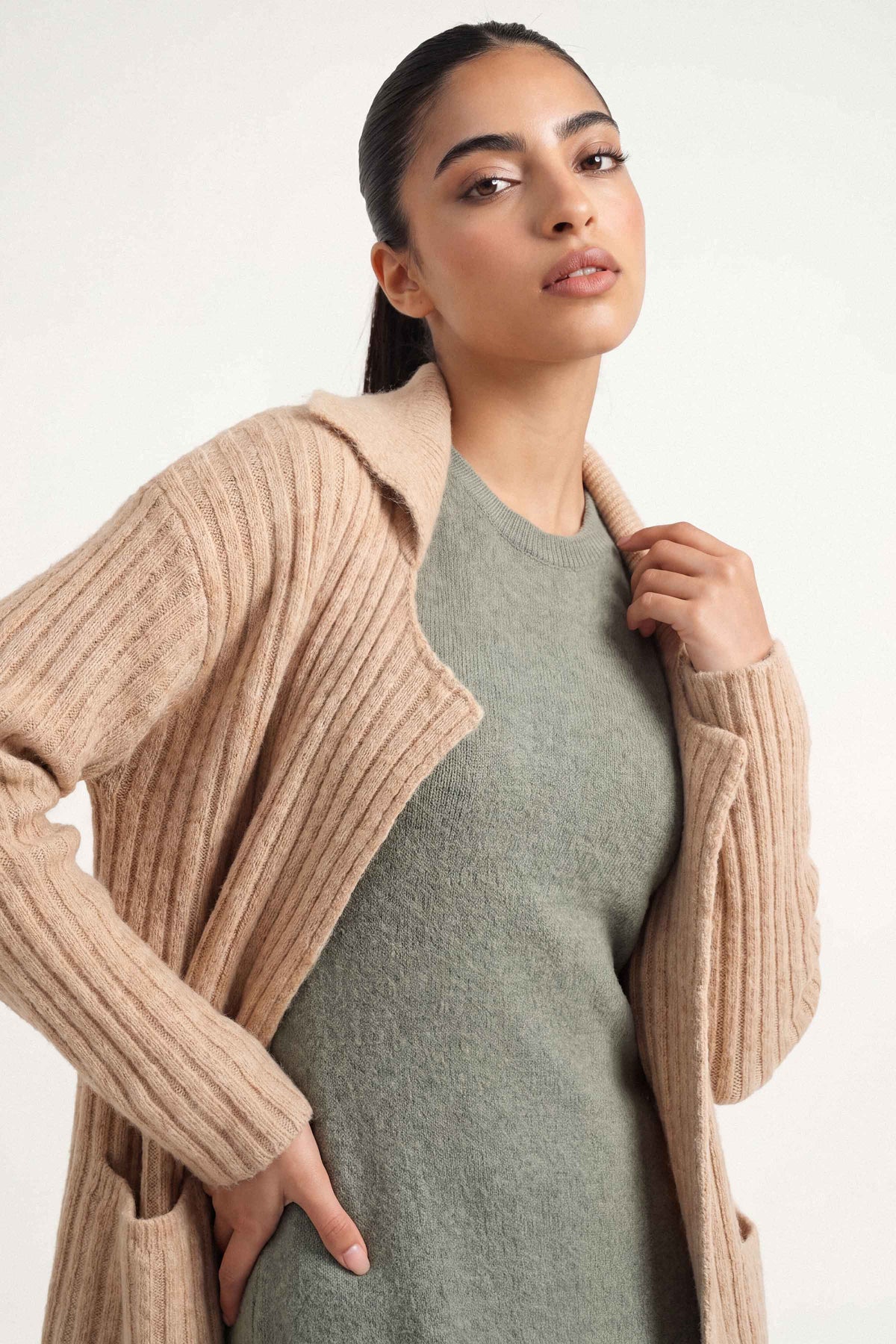 Light Beige Long Sweater-1719020118