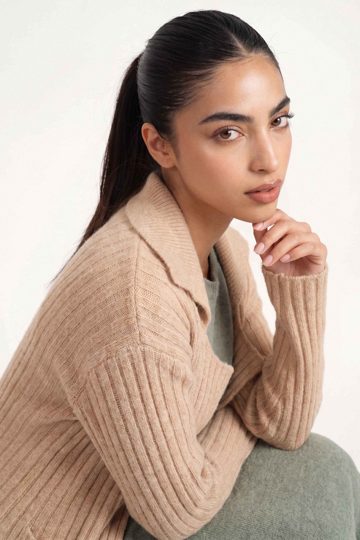 Light Beige Long Sweater-1719020118