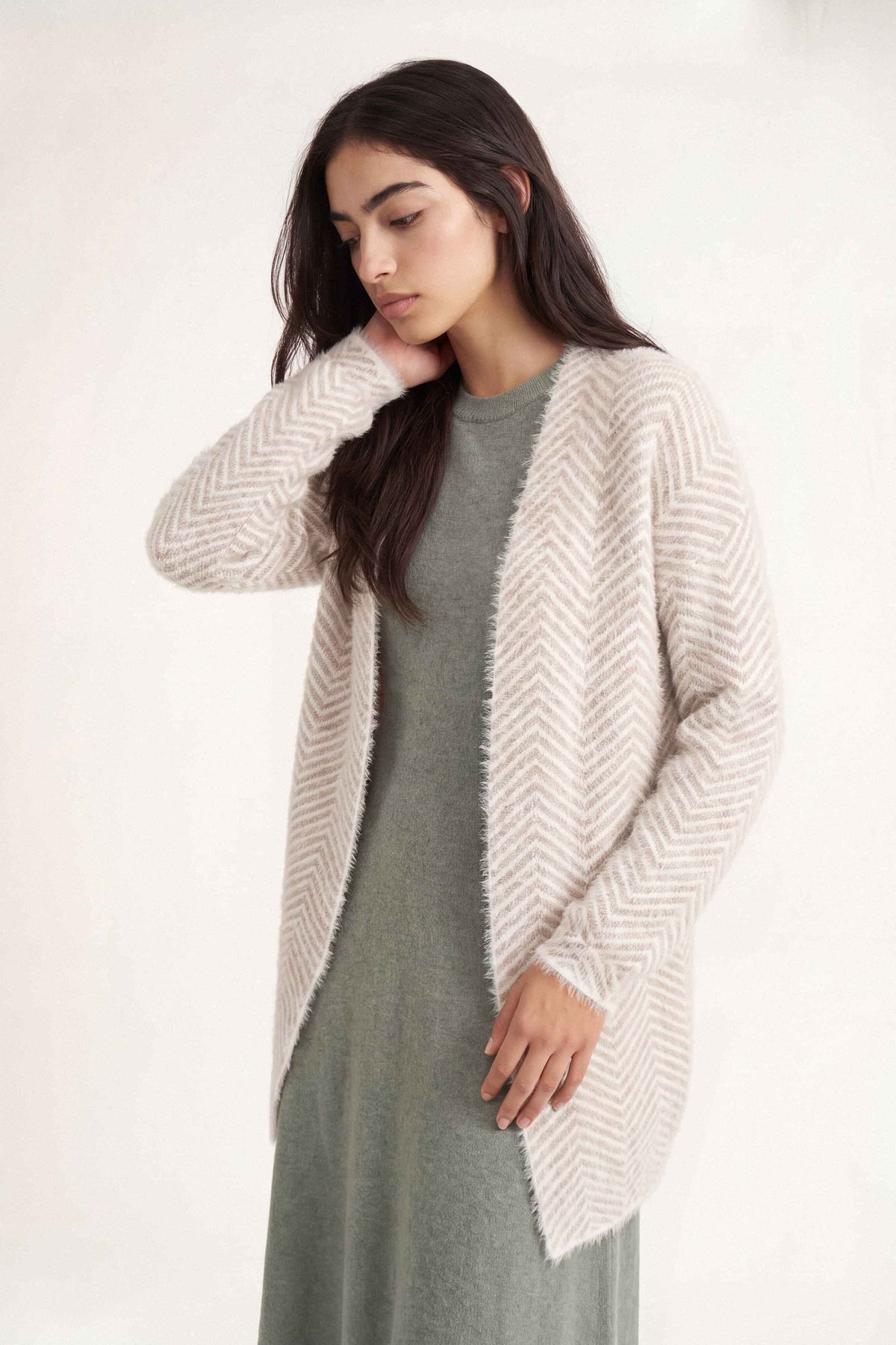 Beige Long Sweater-1719030118
