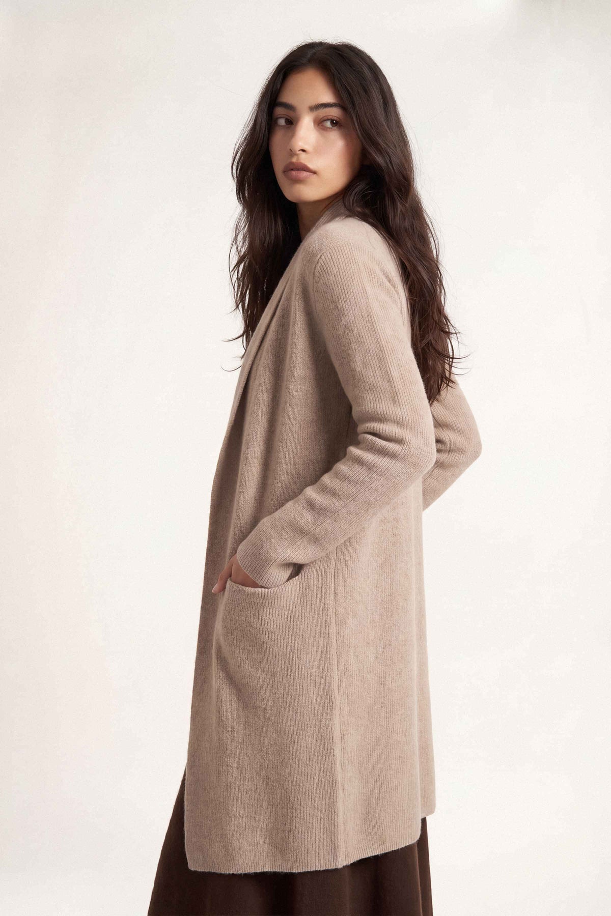 Light Beige Long Sweater-1719050118