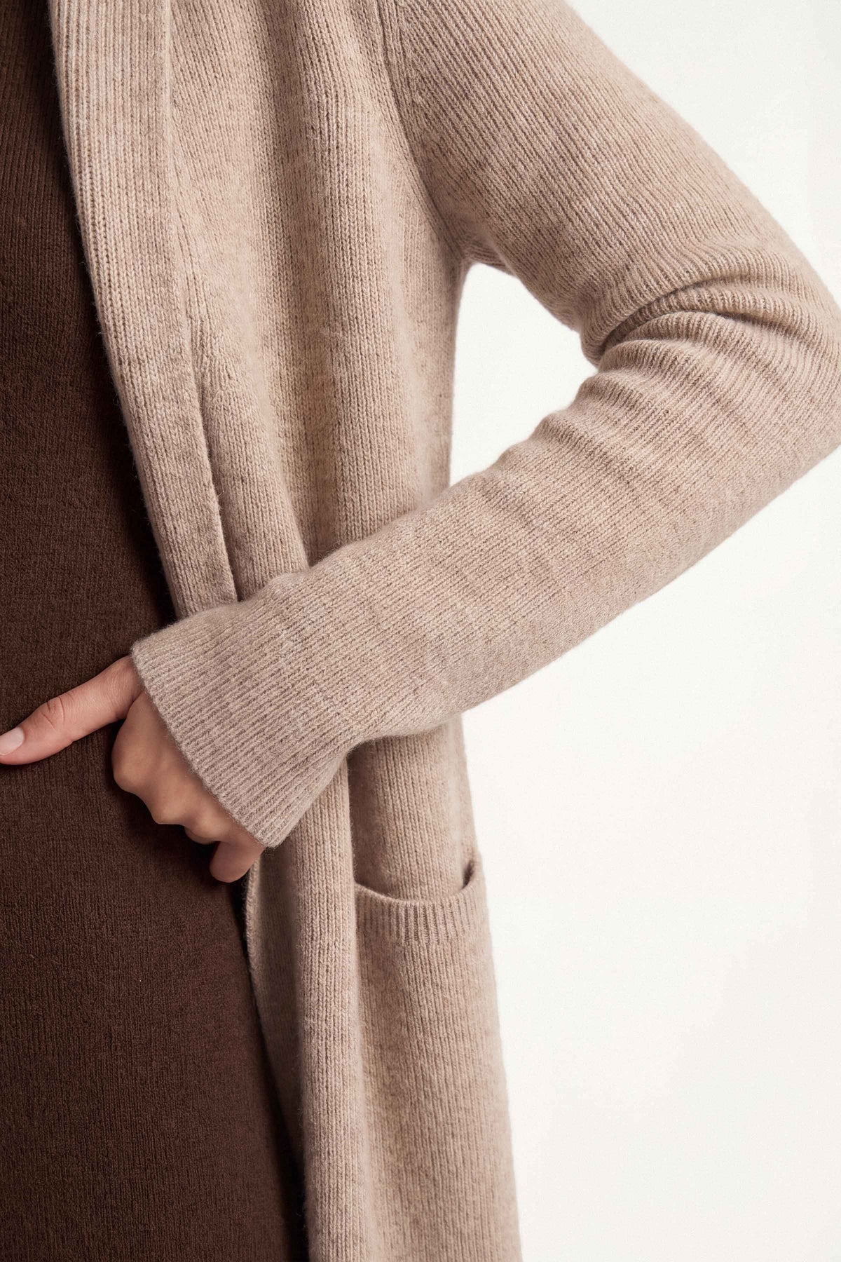 Light Beige Long Sweater-1719050118