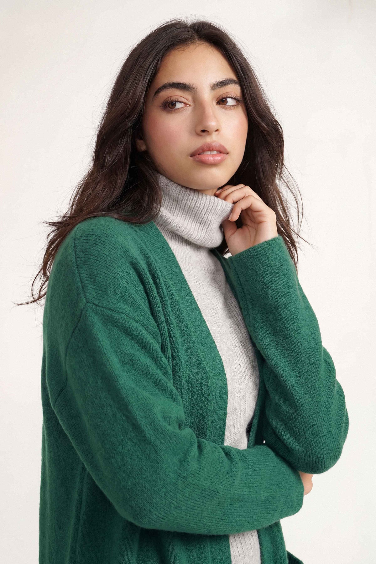 Dark Green Long Sweater-1719060104