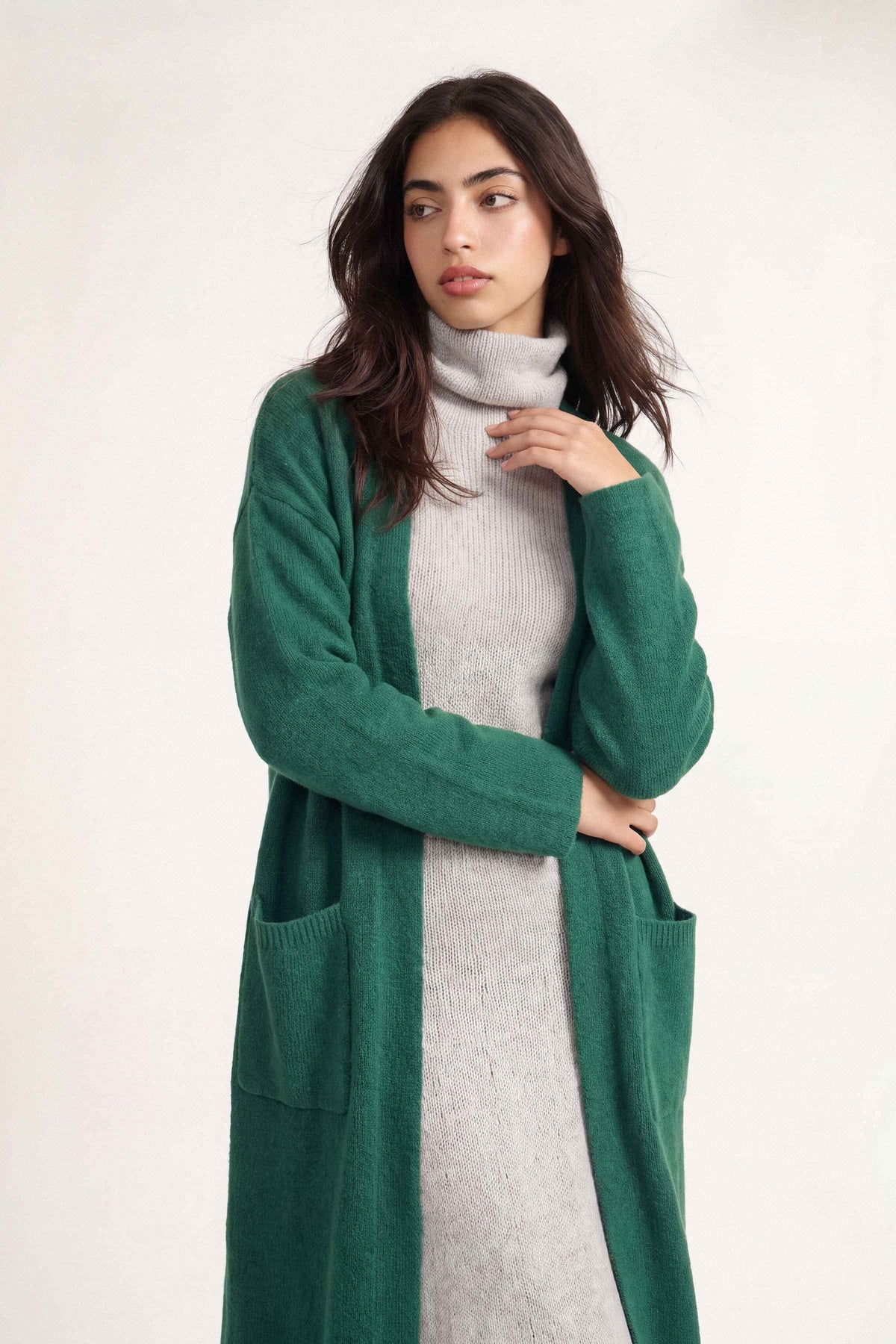 Dark Green Long Sweater-1719060104