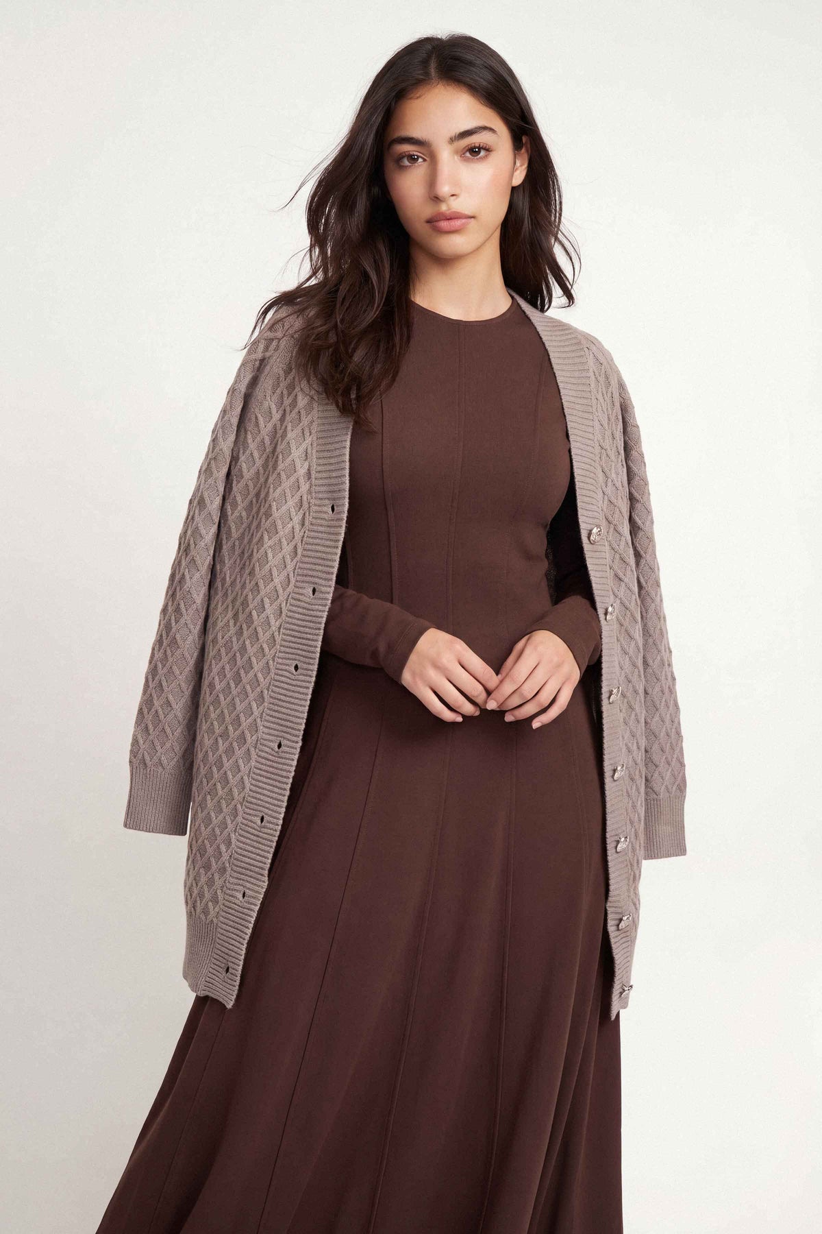 Beige Long Sweater-1719090118
