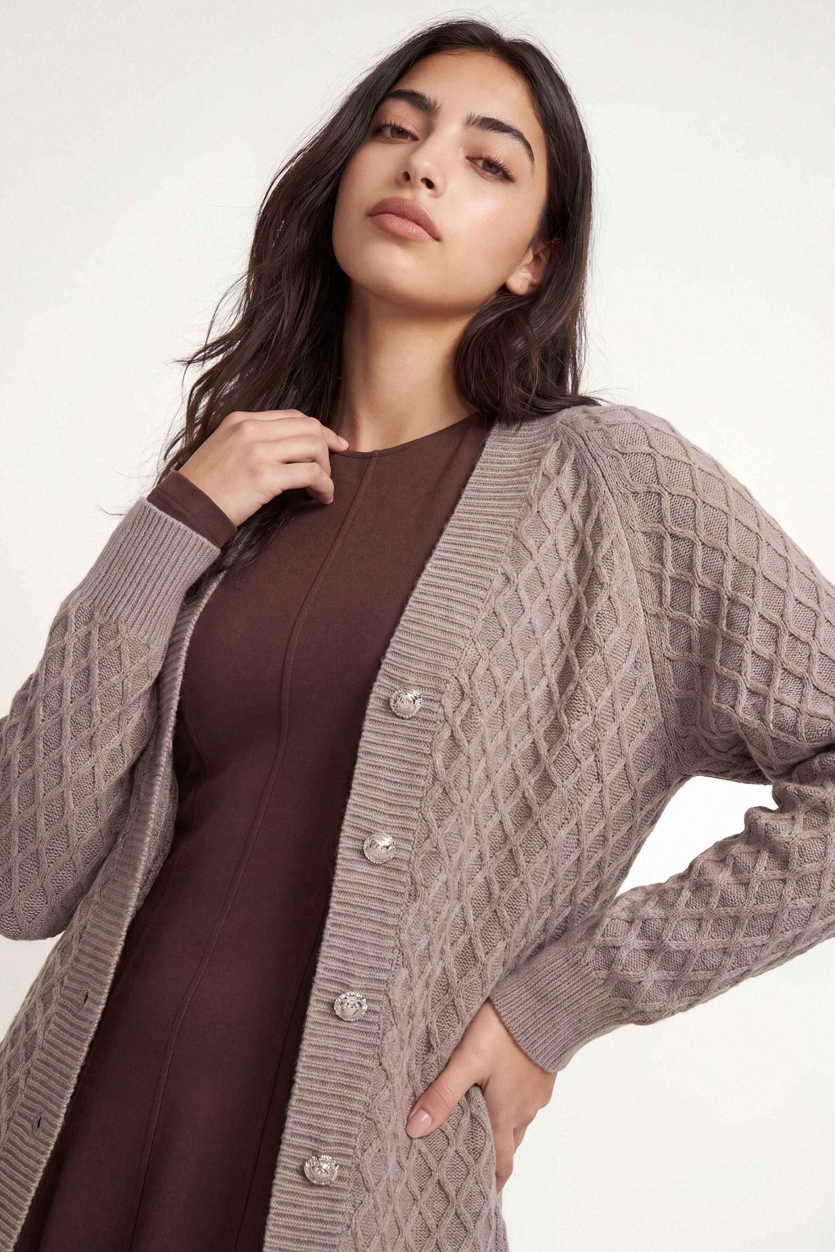 Beige Long Sweater-1719090118