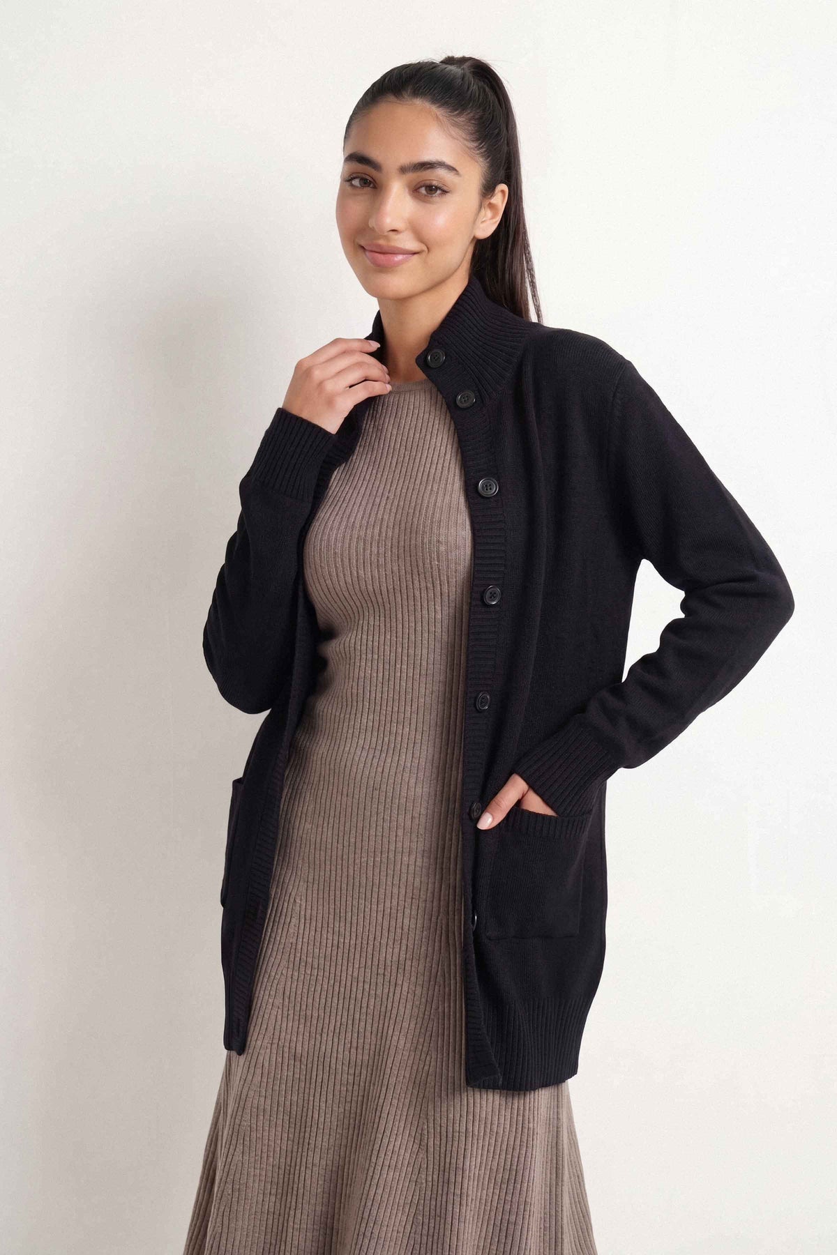 Black Long Sweater-1719110103