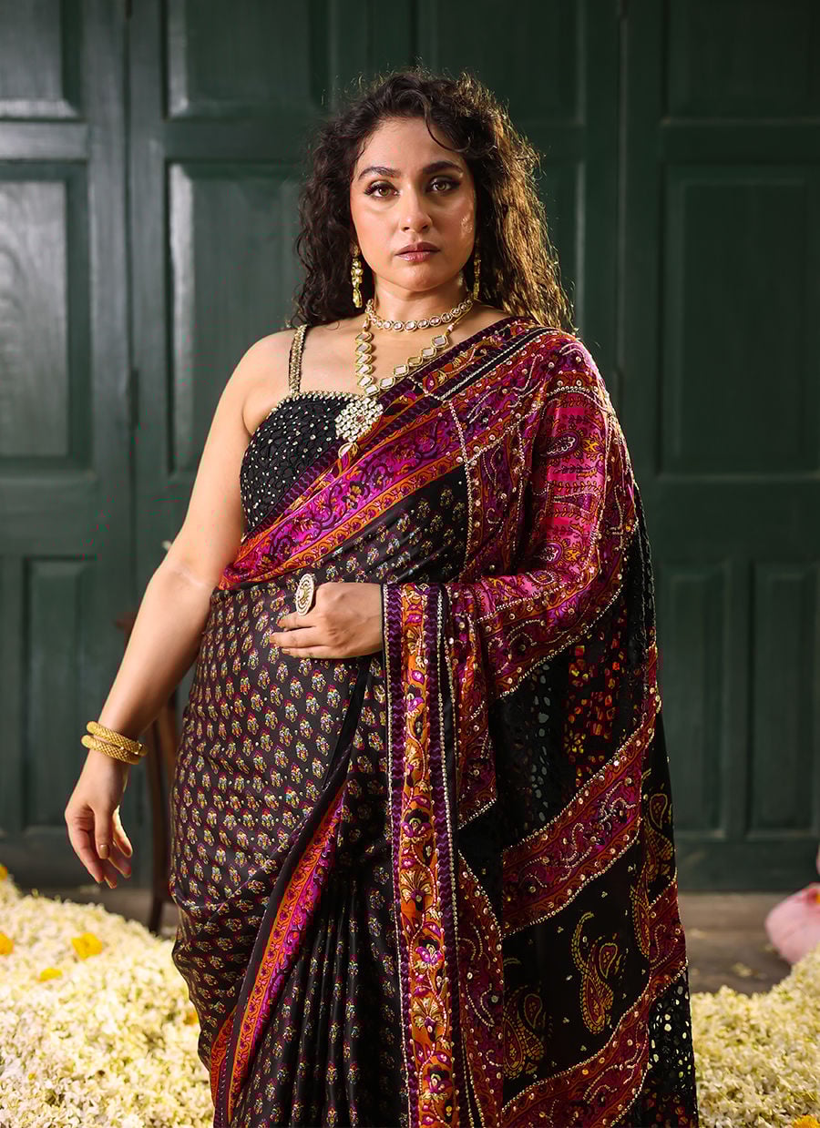 Ruthie Black Silk Saree