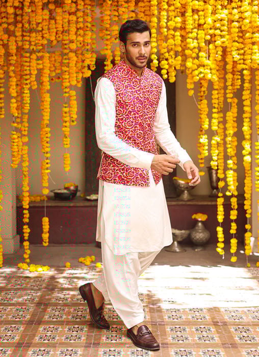 Azoth Embroidered Black Waistcoat