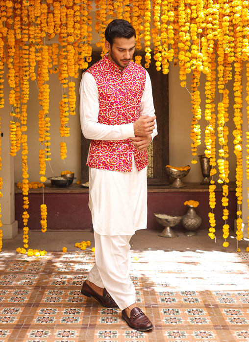 Azoth Embroidered Black Waistcoat