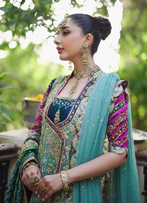 Sereia Coral Angharkha With An Embellished Dupatta