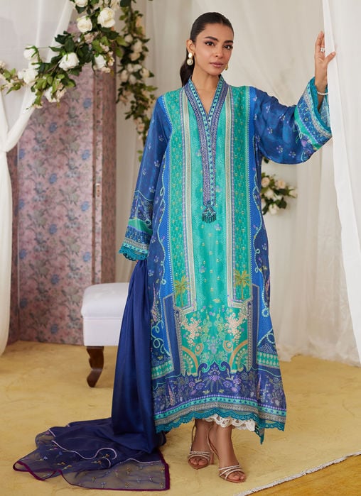 Reen Printed Raw Silk Shirt And Dupatta