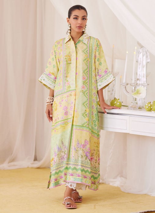 Roshan Printed Raw Silk Kurta With Silk Ombre Dupatta