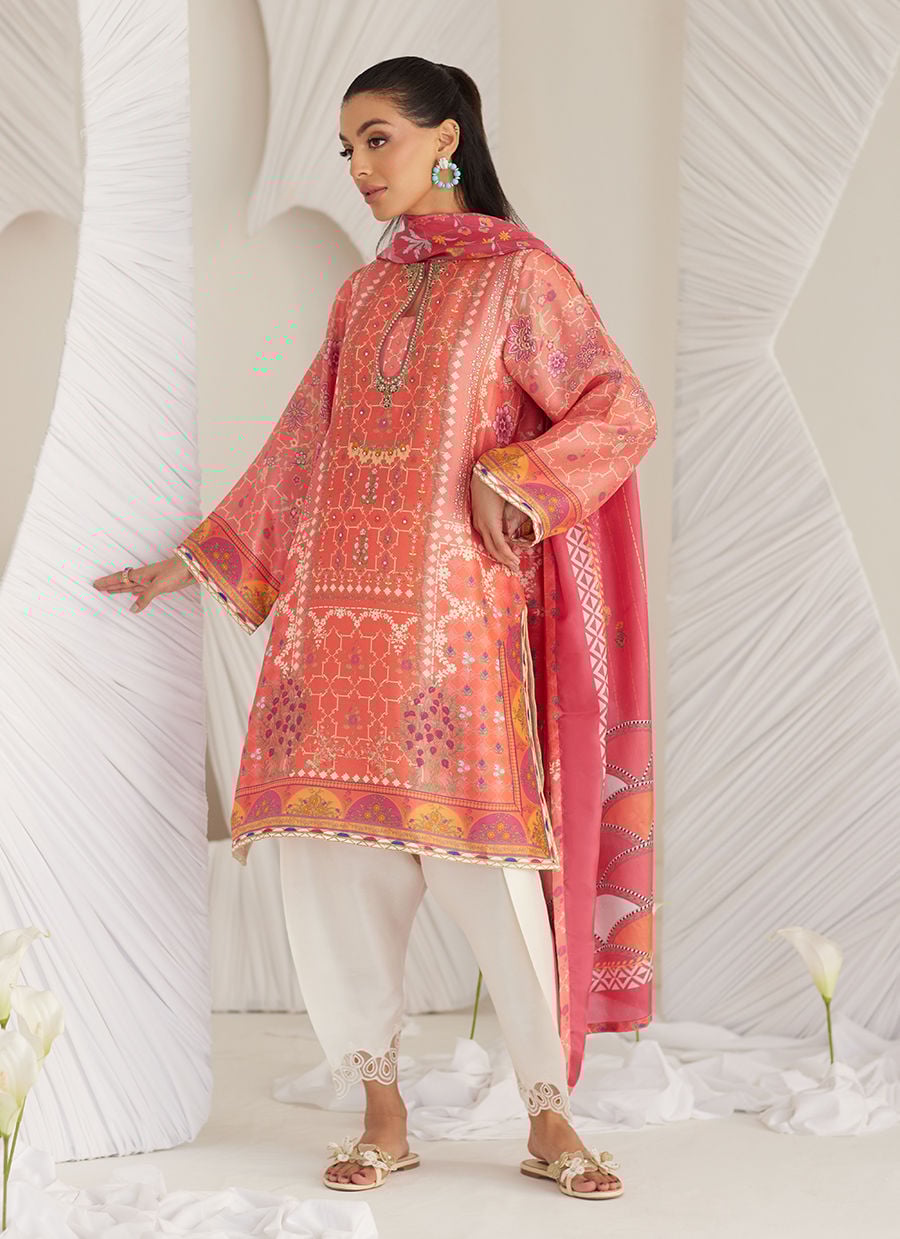 Lillia Tangerine Shirt And Dupatta