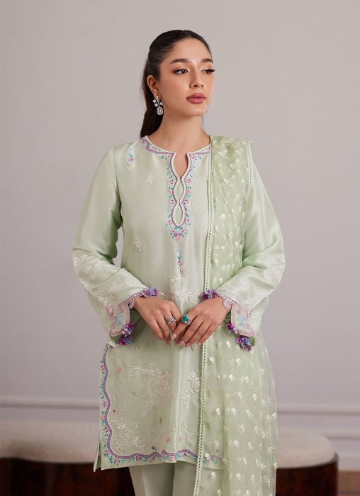 Violette Wild Berry Ombre Embroidered Raw Silk Shirt