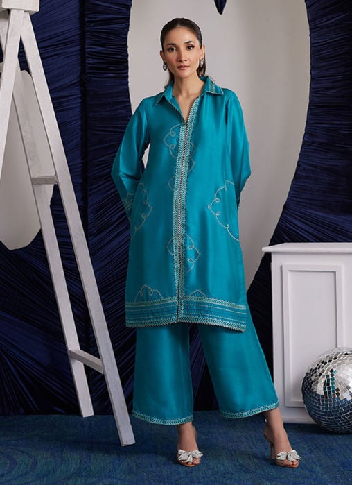 Ivalia Teal Shirt And Dupatta