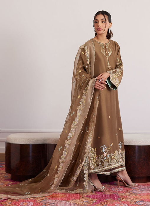Collette Mint Ombre Embellished Column Kalidaar With Embroidered Slip And Dupatta