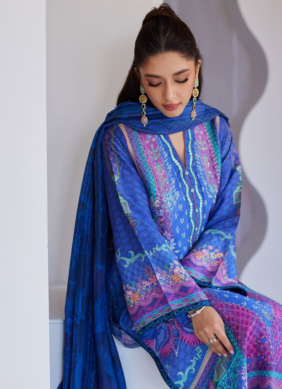 Revel Blue Shirt And Dupatta