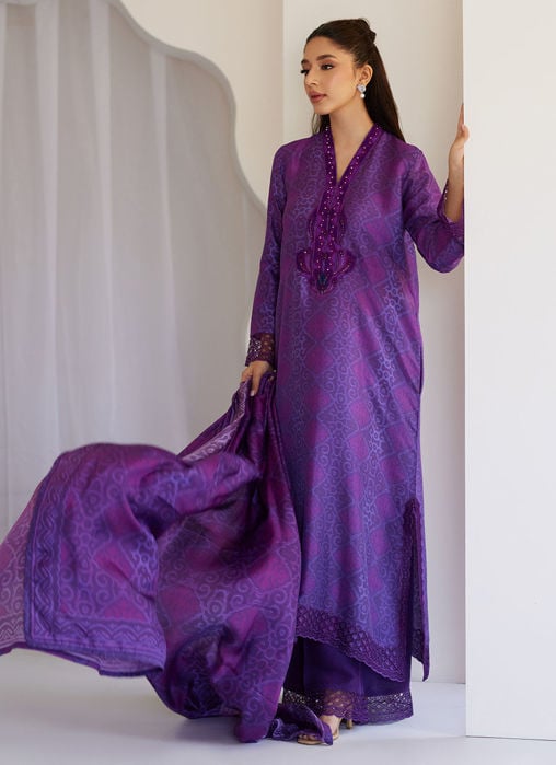 Tazeen Magenta Ombre Shirt And Dupatta