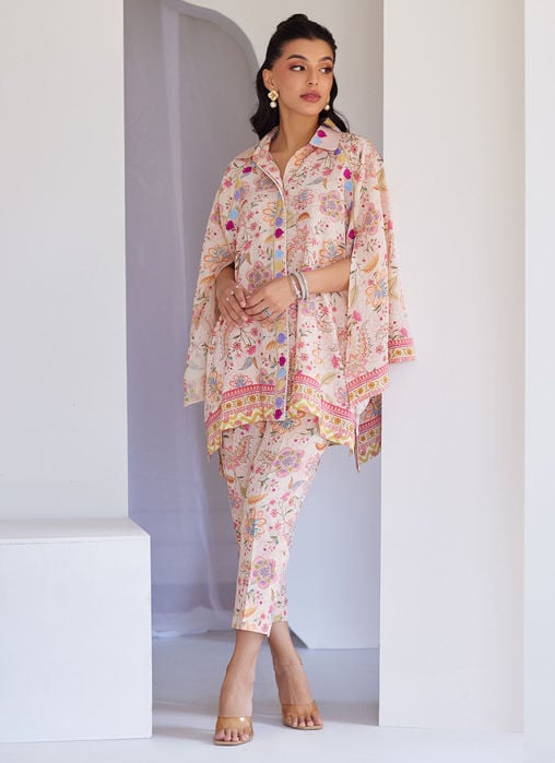 Miro Printed Raw Silk Shirt And Dupatta