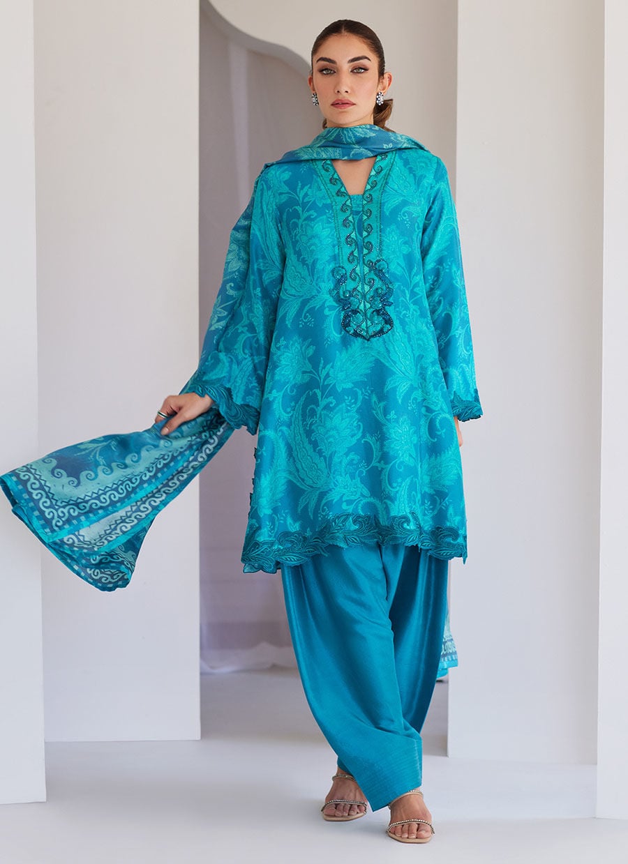 Luna Green Shirt And Dupatta